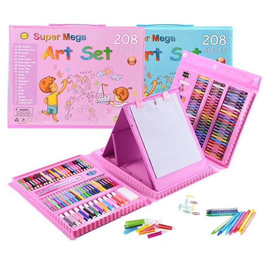 Set de Arte Infantil 208 Piezas Portátil para Dibujar y Pintar