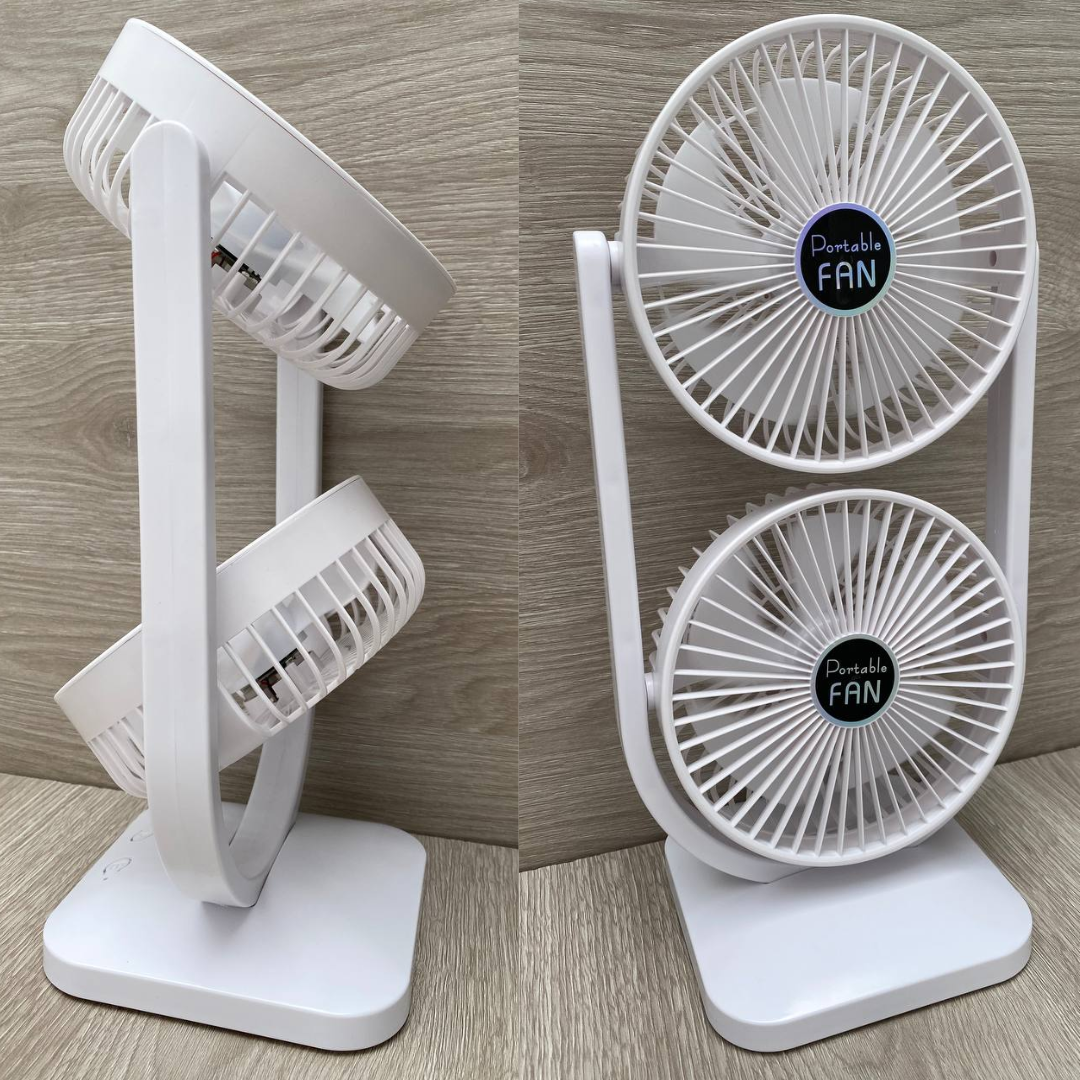 Ventilador de Mesa Doble Cabezal – Rotación 270°