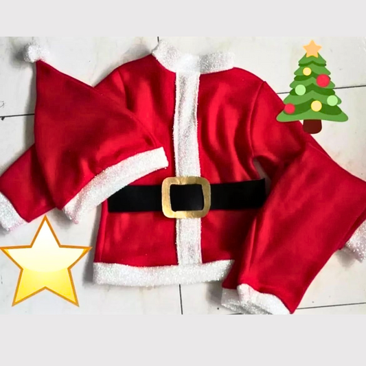 Traje Papá Noel con Gorro Rojo – 3 Piezas