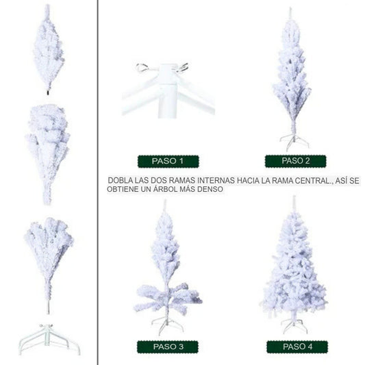 Árbol de Navidad Blanco 180 cm – 660 Ramas + Luces