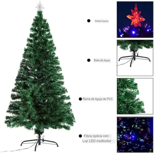 Árbol De Navidad Fibra Óptica con Luces Incorporadas 180 cm