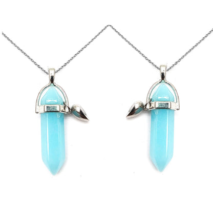 Collar Cuarzo Luminoso Grande para Pareja – Con Corazón Magnético