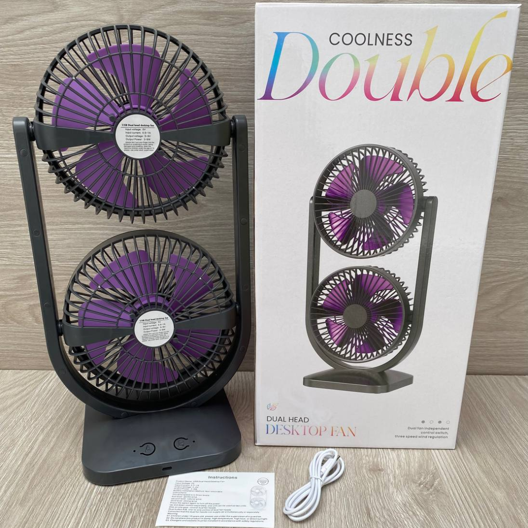 Ventilador de Mesa Doble Cabezal – Rotación 270°