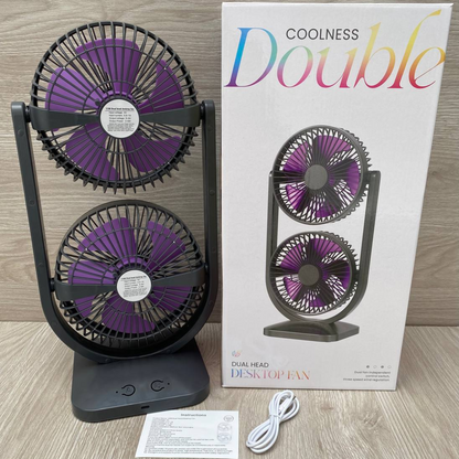 Ventilador de Mesa Doble Cabezal – Rotación 270°