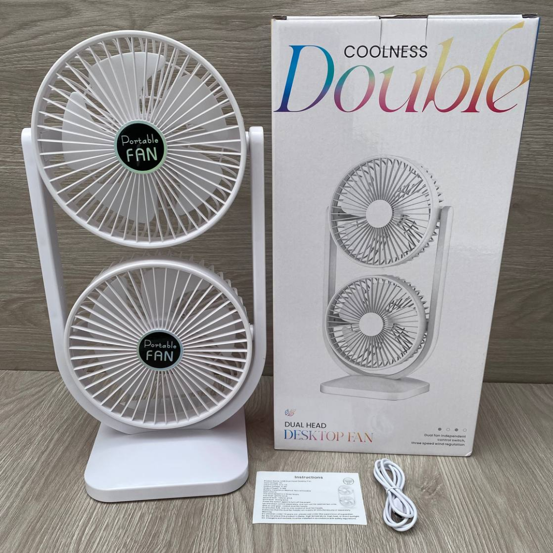 Ventilador de Mesa Doble Cabezal – Rotación 270°