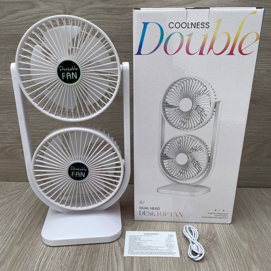 Ventilador de Mesa Doble Cabezal – Rotación 270°