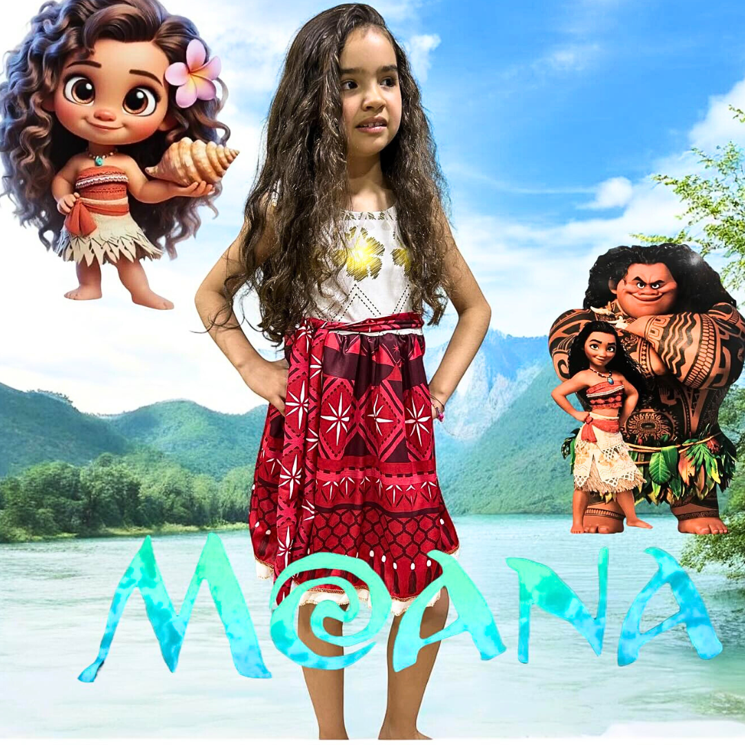 Disfraz Niña Inspirado en Moana Rojo