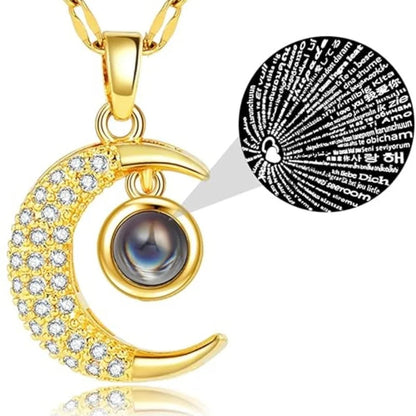 Collar “Te Amo en 100 Idiomas” con Dije de Luna