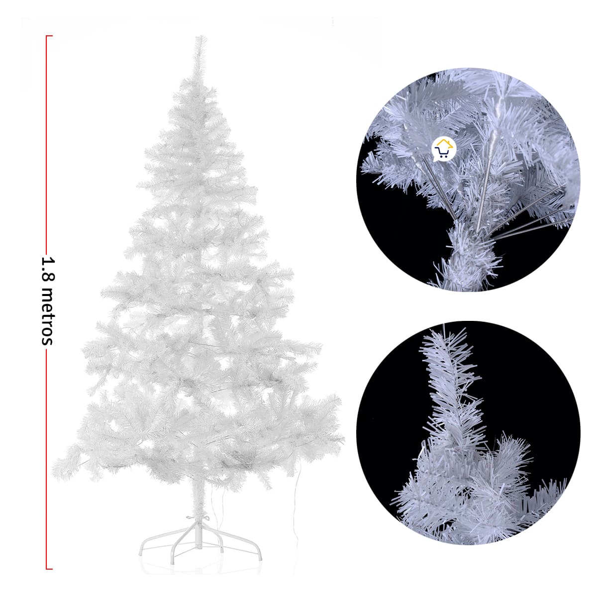 Árbol de Navidad Blanco 1.80 m – 720 Ramas