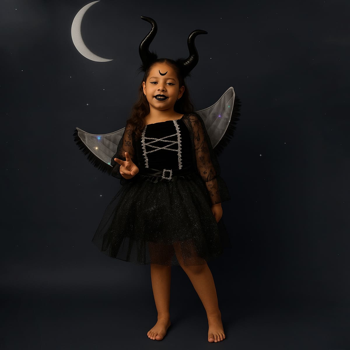 Disfraz de Ángel Oscuro para Niña