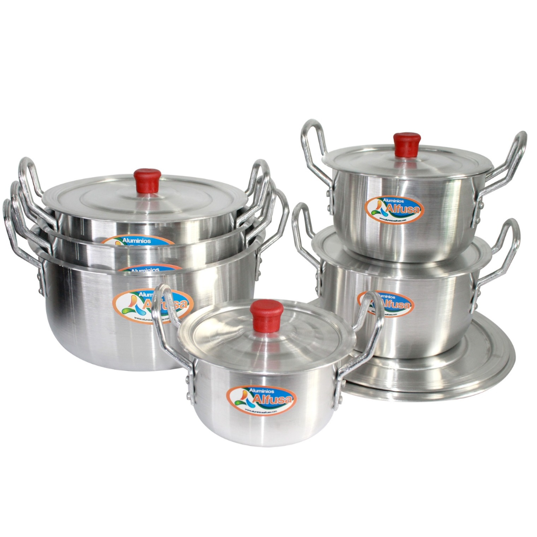 Juego de Ollas 14 a 24 cm + Pataconera de Aluminio Fundido