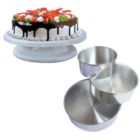 Combo Pastelería: Base Giratoria + Set de Moldes en Aluminio