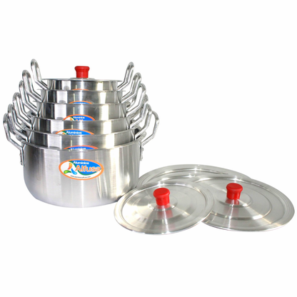 Juego de Ollas 14 a 24 cm + Pataconera de Aluminio Fundido