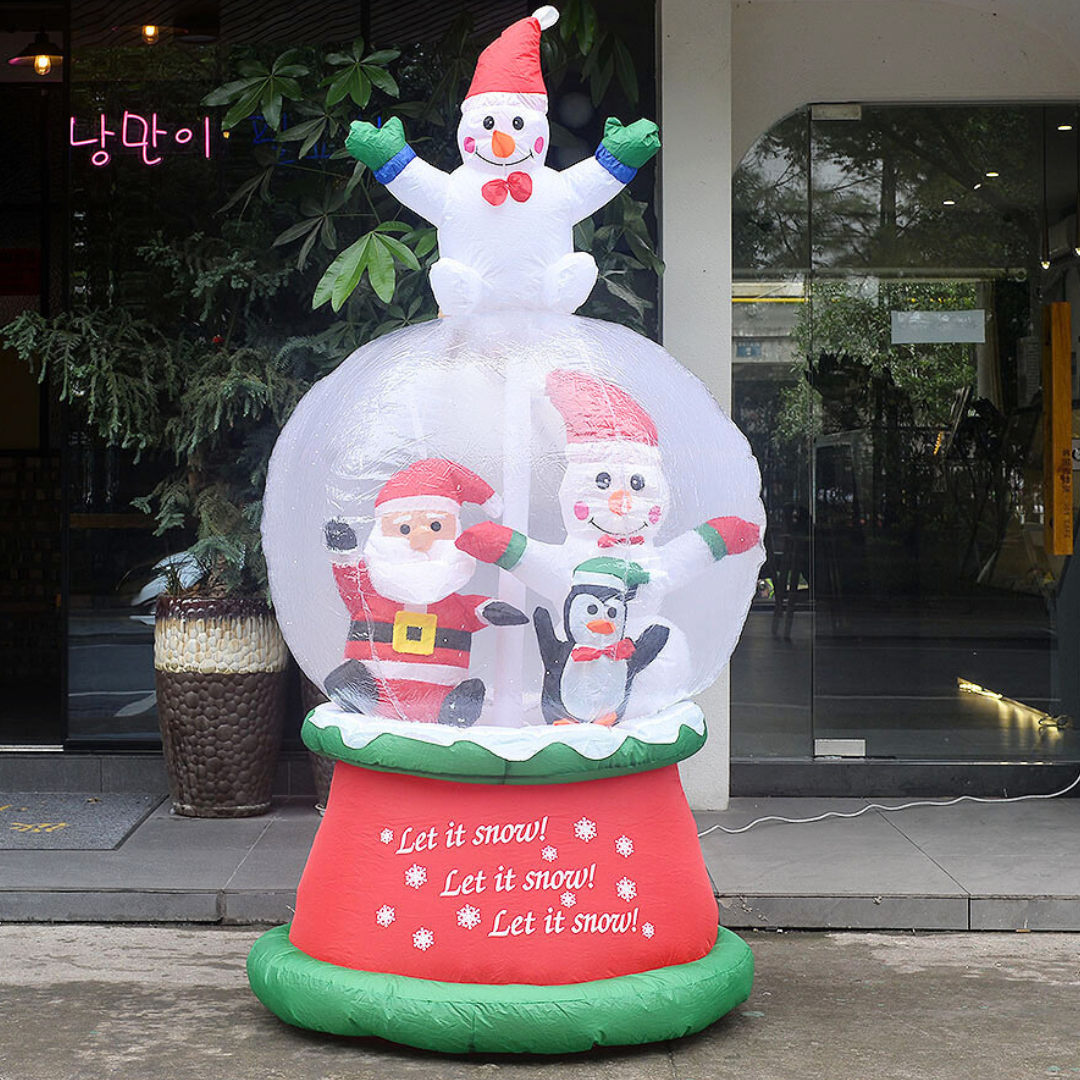 Decoración Navideña Inflable Santa y Muñeco de Nieve con Luz LED