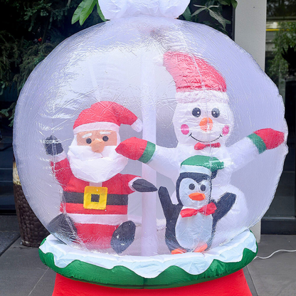 Decoración Navideña Inflable Santa y Muñeco de Nieve con Luz LED