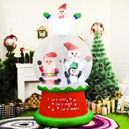Decoración Navideña Inflable Santa y Muñeco de Nieve con Luz LED