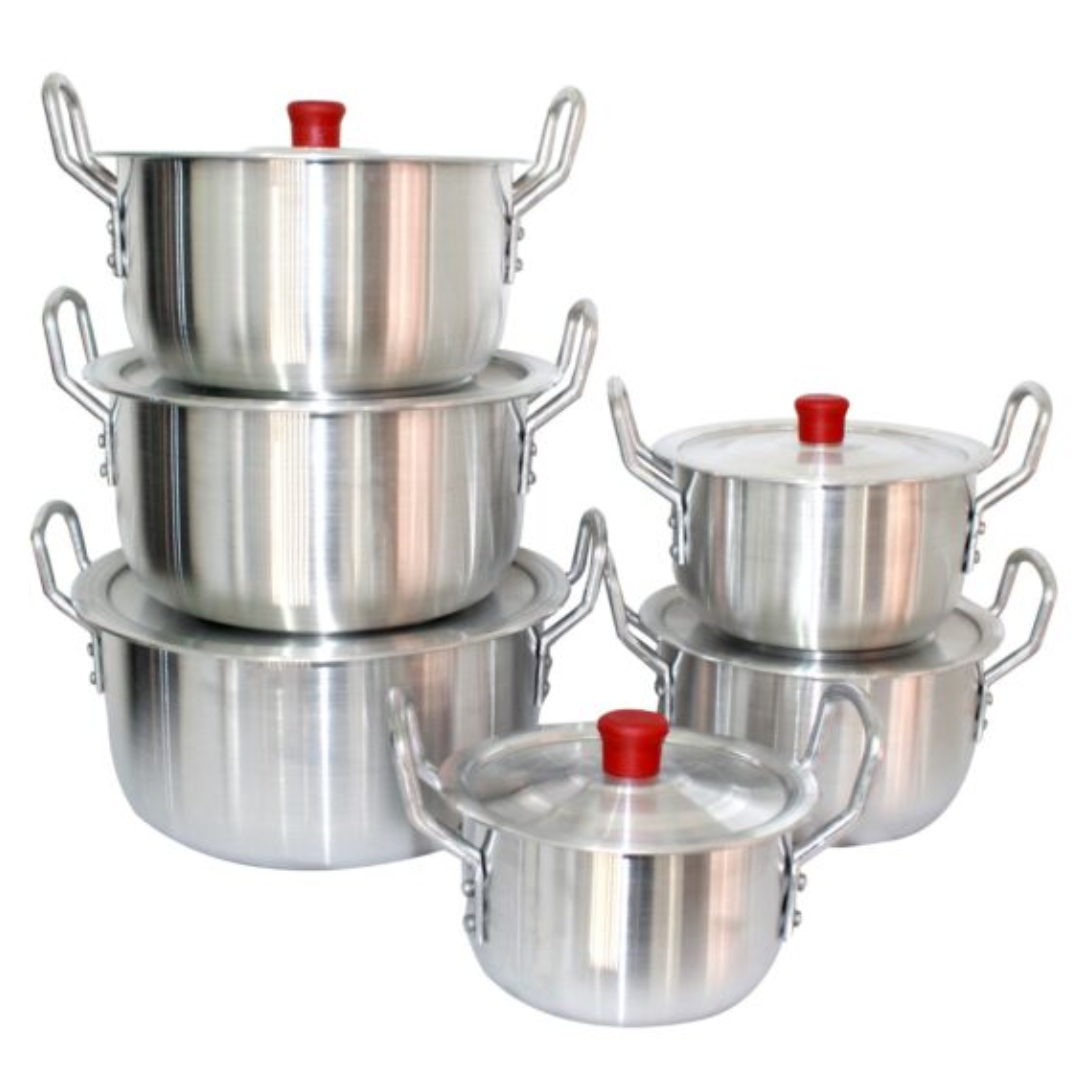 Juego de Ollas 14 a 24 cm + Pataconera de Aluminio Fundido