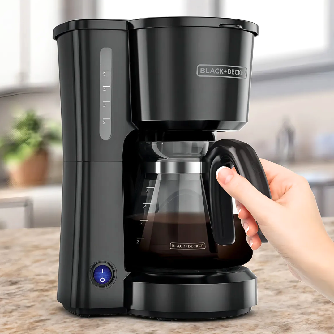 Cafetera 5 Tazas con Filtro Permanente – Color Negro