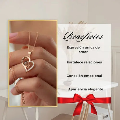 Collar “Te Amo en 100 Idiomas” con Caja en Forma de Corazón