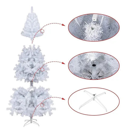 Árbol de Navidad Blanco 180 cm – 660 Ramas + Luces