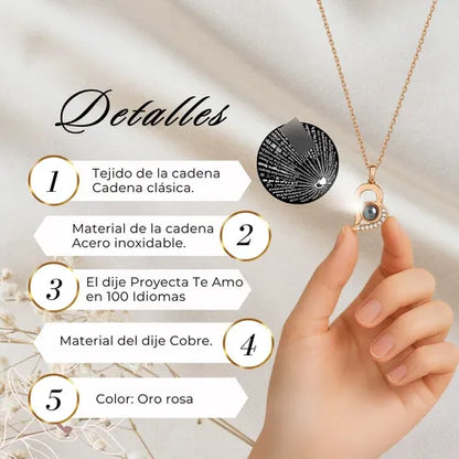 Collar “Te Amo en 100 Idiomas” con Caja en Forma de Corazón