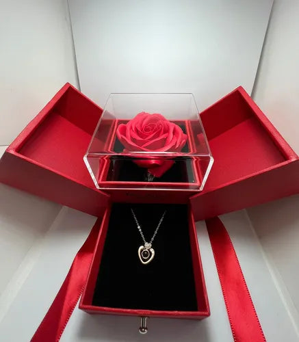 Collar “100 Te Amo en Idiomas” con Estuche de Flor