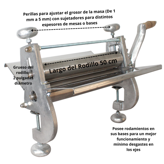 Laminadora de masa 50 cm (Instalación al borde de mesa)