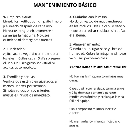 Laminadora de masa 50 cm (Instalación al borde de mesa)