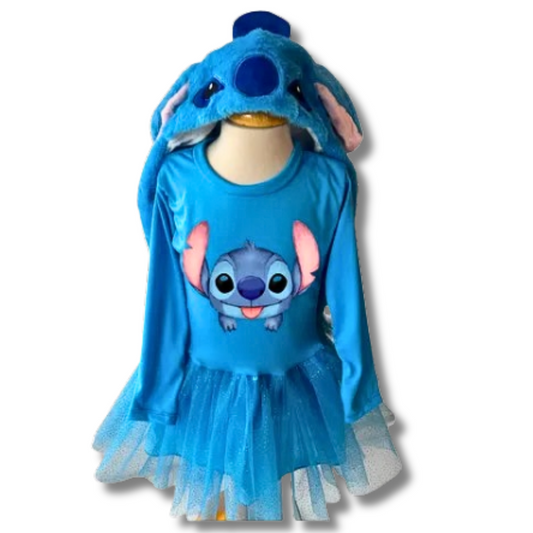 Disfraz Niña inspirado en Stitch con Tutú y Gorro