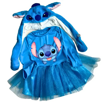 Disfraz Niña inspirado en Stitch con Tutú y Gorro