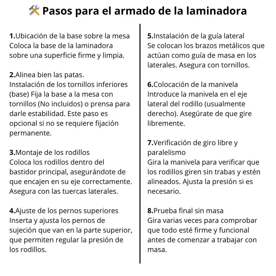 Laminadora de masa 50 cm (Instalación al borde de mesa)