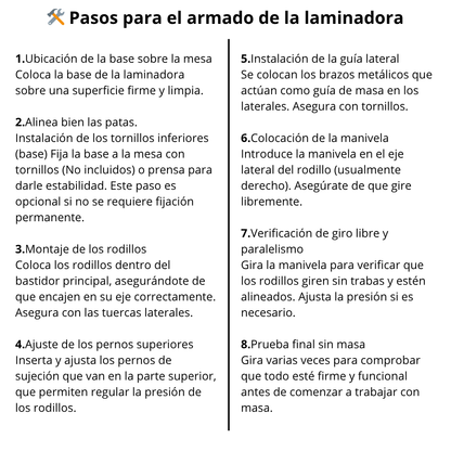 Laminadora de masa 50 cm (Instalación al borde de mesa)
