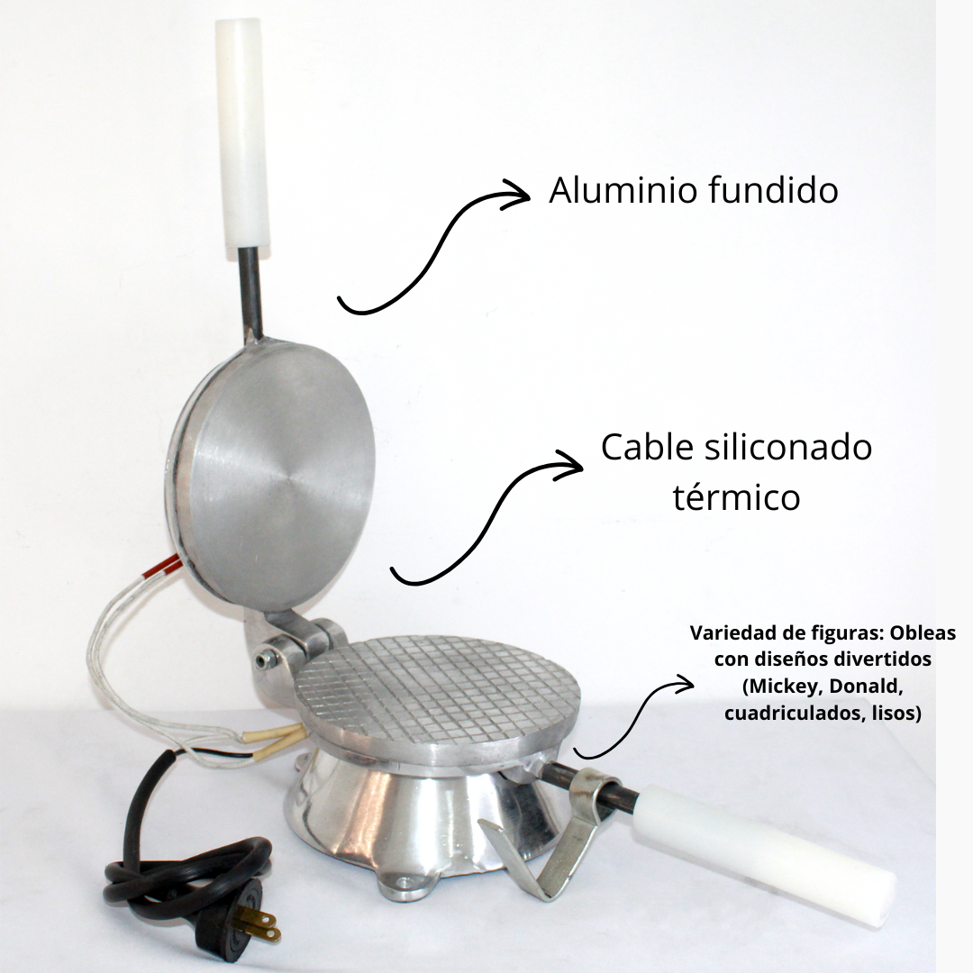 Combo Máquina de Obleas + Molde Cesta Grande + Cono Mediano