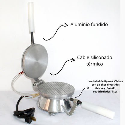 Combo Máquina de Obleas + Molde Cesta Grande + Cono Mediano