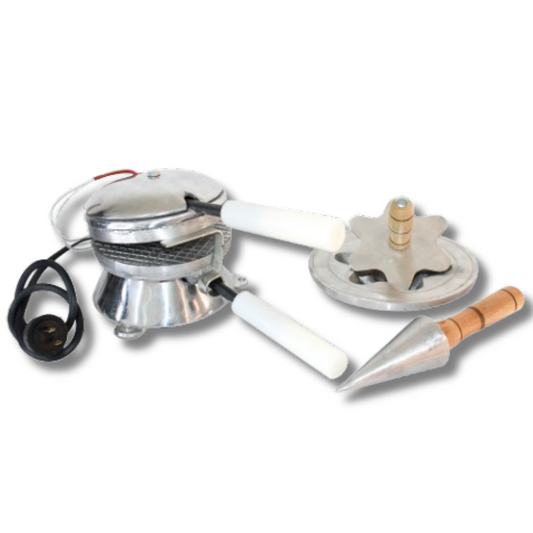 Combo Máquina de Obleas + Molde Cesta Grande + Cono Mediano