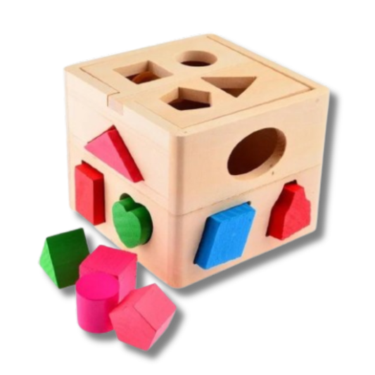 Cubo Interactivo de Madera con Figuras