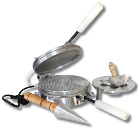 Máquina de Obleas / Conos 20 cm con Troquel + Moldes Incluidos