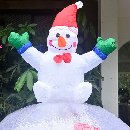 Decoración Navideña Inflable Santa y Muñeco de Nieve con Luz LED