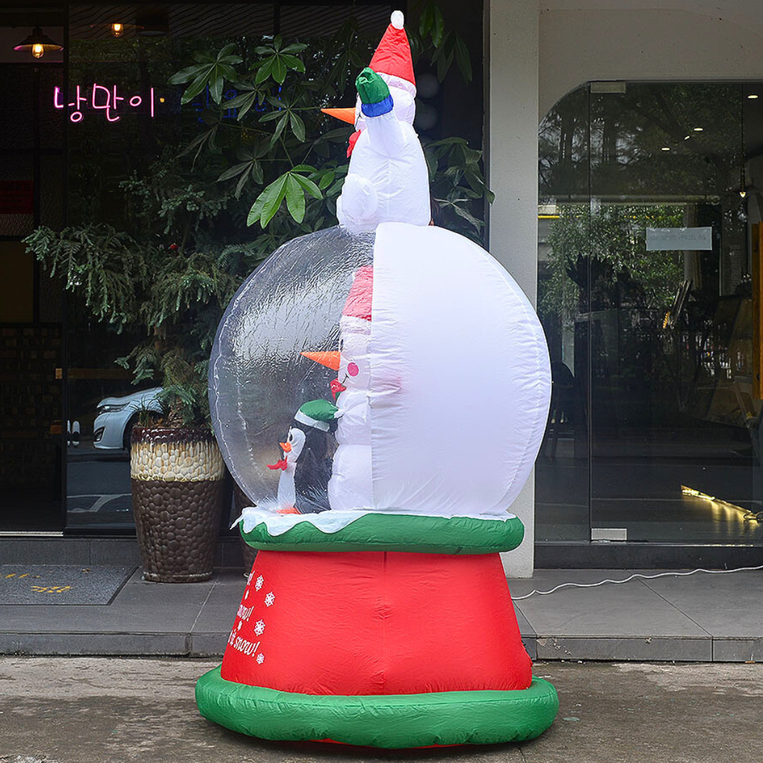 Decoración Navideña Inflable Santa y Muñeco de Nieve con Luz LED