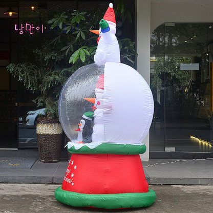 Decoración Navideña Inflable Santa y Muñeco de Nieve con Luz LED