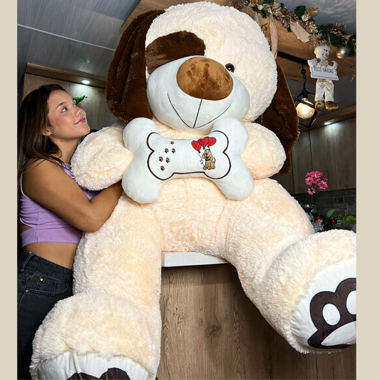 Peluche de Perro con Hueso – 1.85 metros Extra Suave