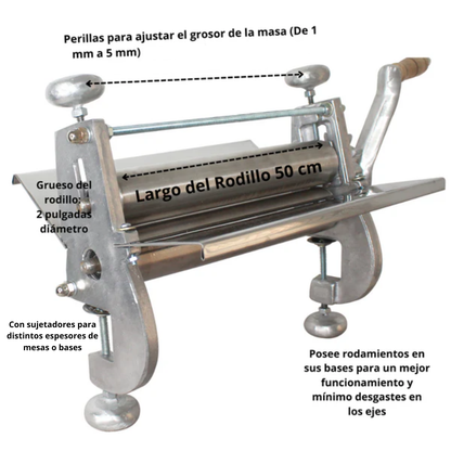 Laminadora de masa 50 cm (Instalación al borde de mesa)