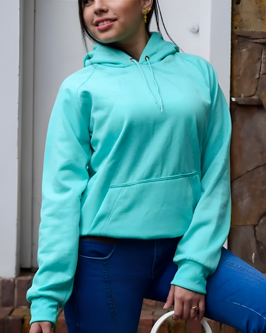 Buzo Hoodie Menta Unisex con Capucha