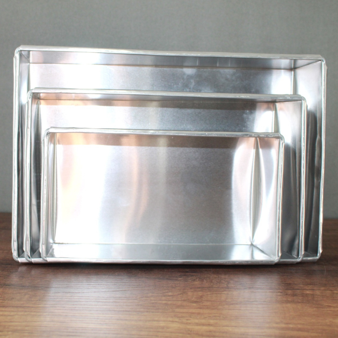 Molde Para Tortas Rectangular x3 en Aluminio de Alta Calidad