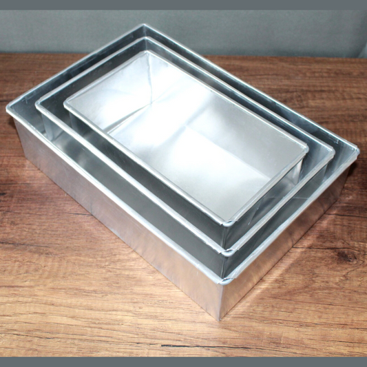 Molde Para Tortas Rectangular x3 en Aluminio de Alta Calidad