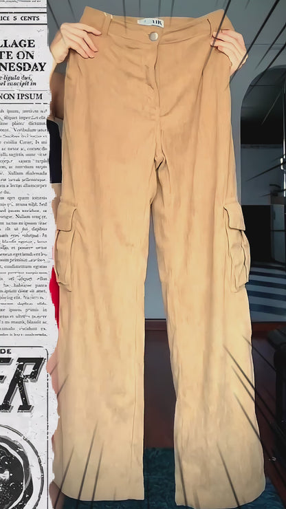 Pantalón Cargo BEIGE en Pana Acanalado para Dama