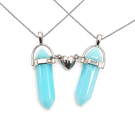 Collar Cuarzo Luminoso Grande para Pareja – Con Corazón Magnético