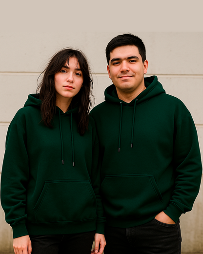 Buzo Hoodie Verde Botella Unisex con Capucha