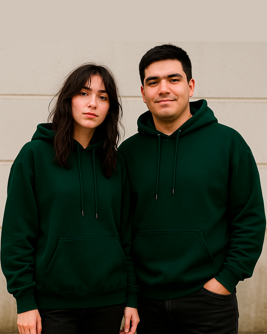 Buzo Hoodie Verde Botella Unisex con Capucha